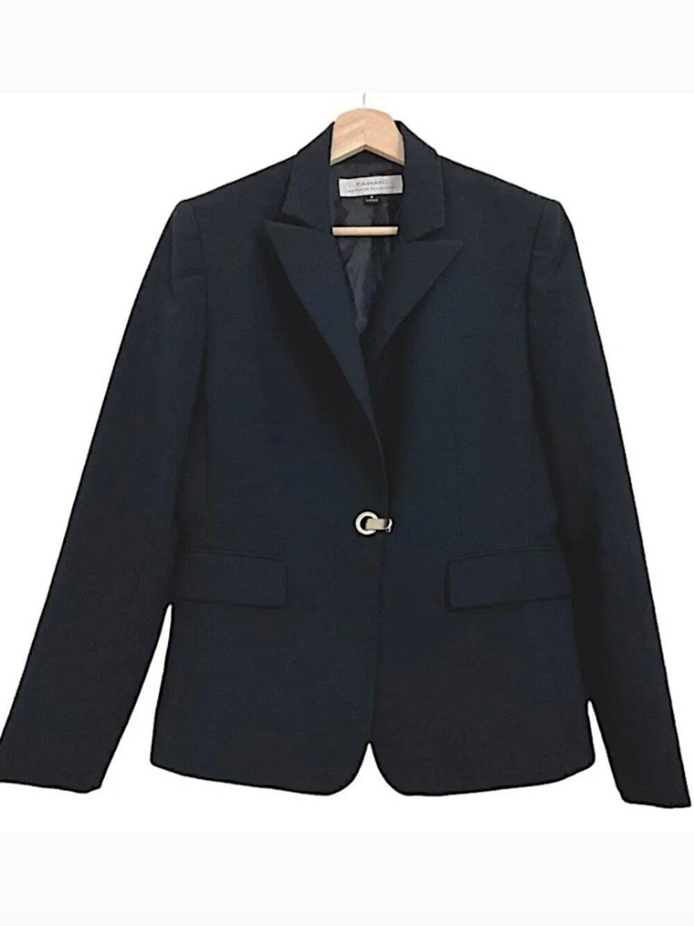 TAHARI Arthur S. Levine Black Blazer with Silver Clasp Closure